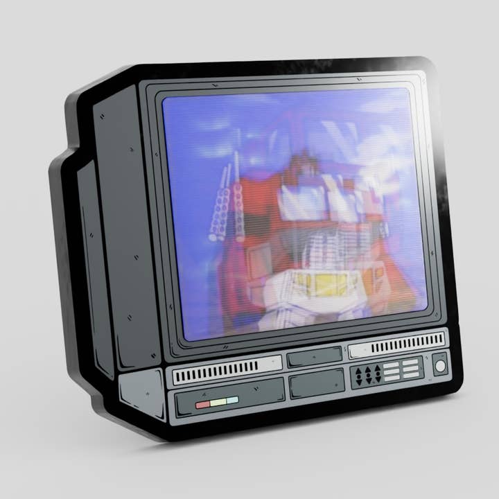 2.5" Lenticular Optimus Prime CRTV Pin for wholesale by GoopyGoblins