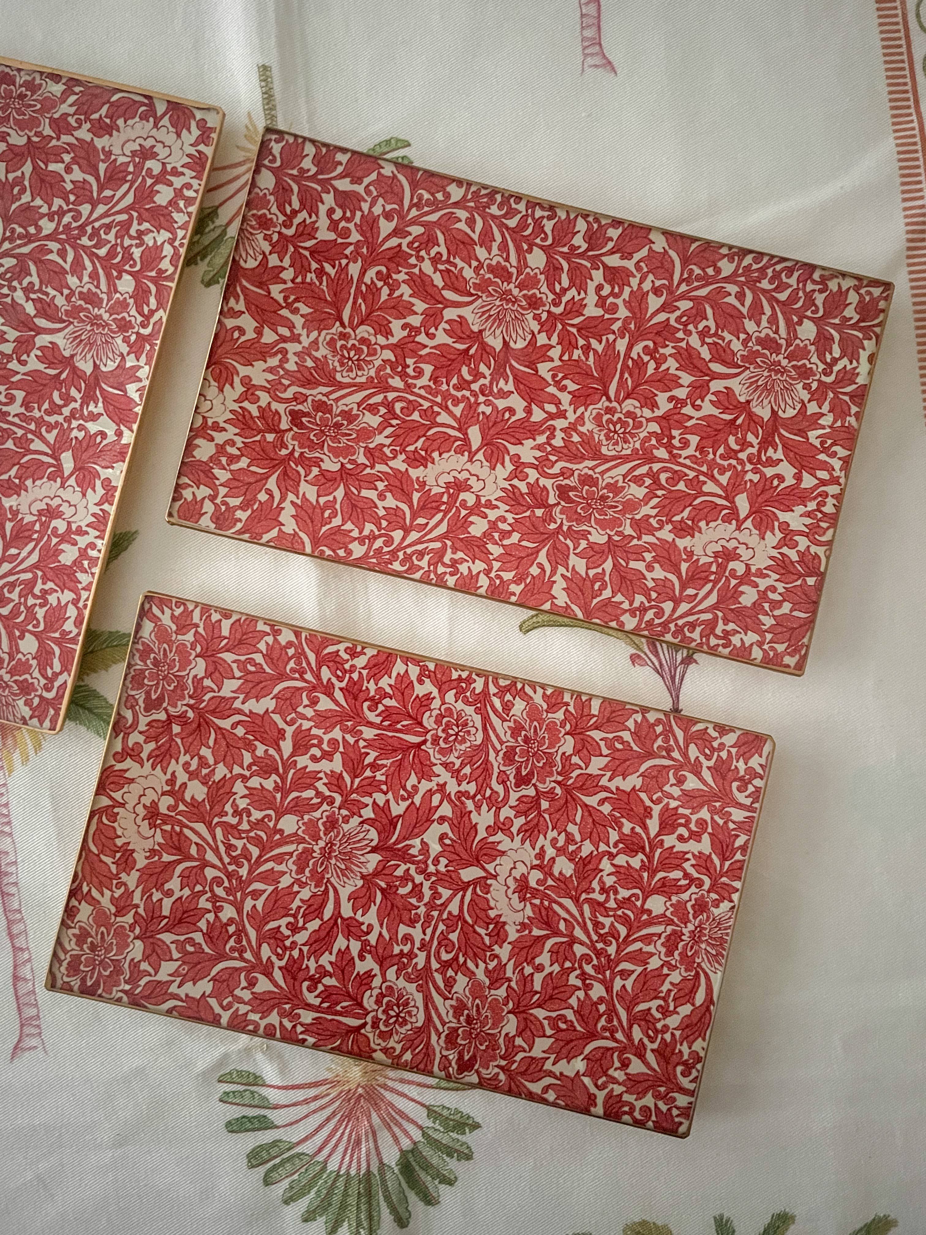 Biccara - Wholesale Decorative Tray - Red Flower Rectangular Tray  – Decoupage Collection1