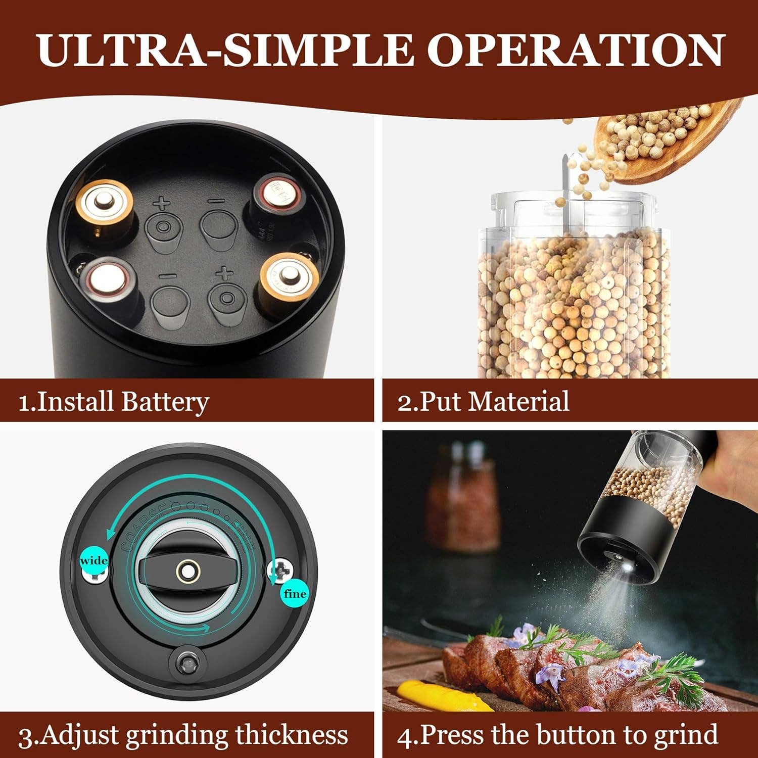 VIGOR – wholesale Köksapparat – Elektrisk salt- och pepparkvarnset automatiskt19