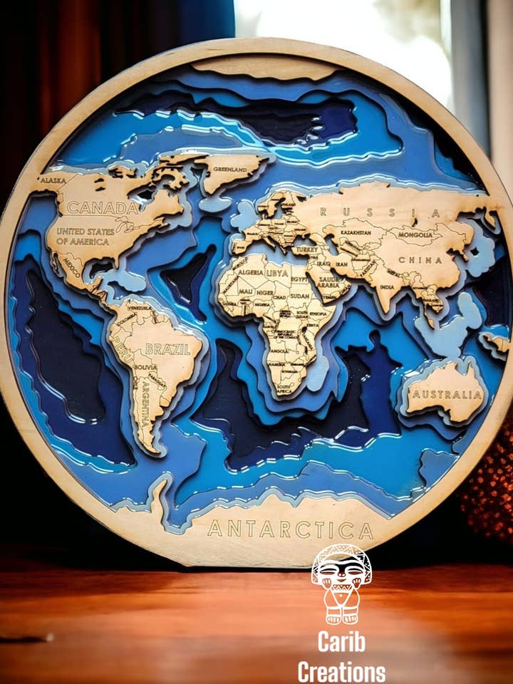 Mapa de Profundidade do Mundo em Camadas Múltiplas por atacado de Carib Creations LLC