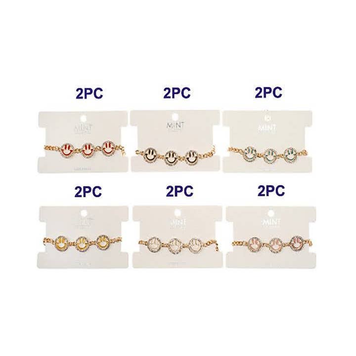 Atlas Fashion - Venta al por mayor Pulseras de cadenas y eslabones - Pulsera de Caritas Felices con Piedras de Imitación1