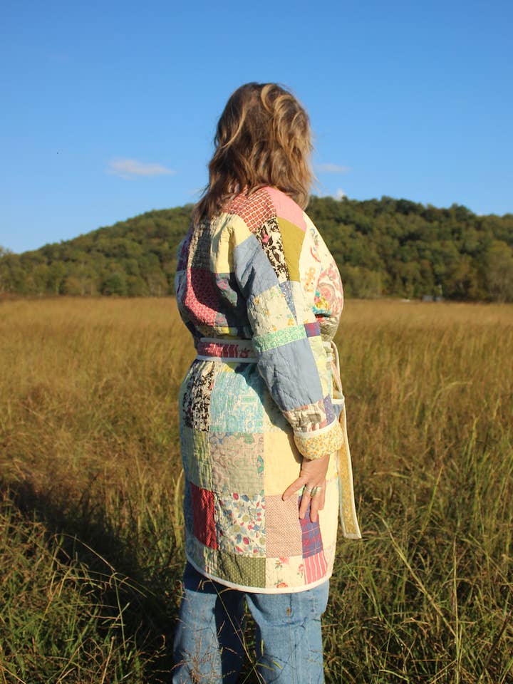 Reclaim Creative - Wholesale Coat - Women's - Quilt Coat - Patchwork Tie Waist1