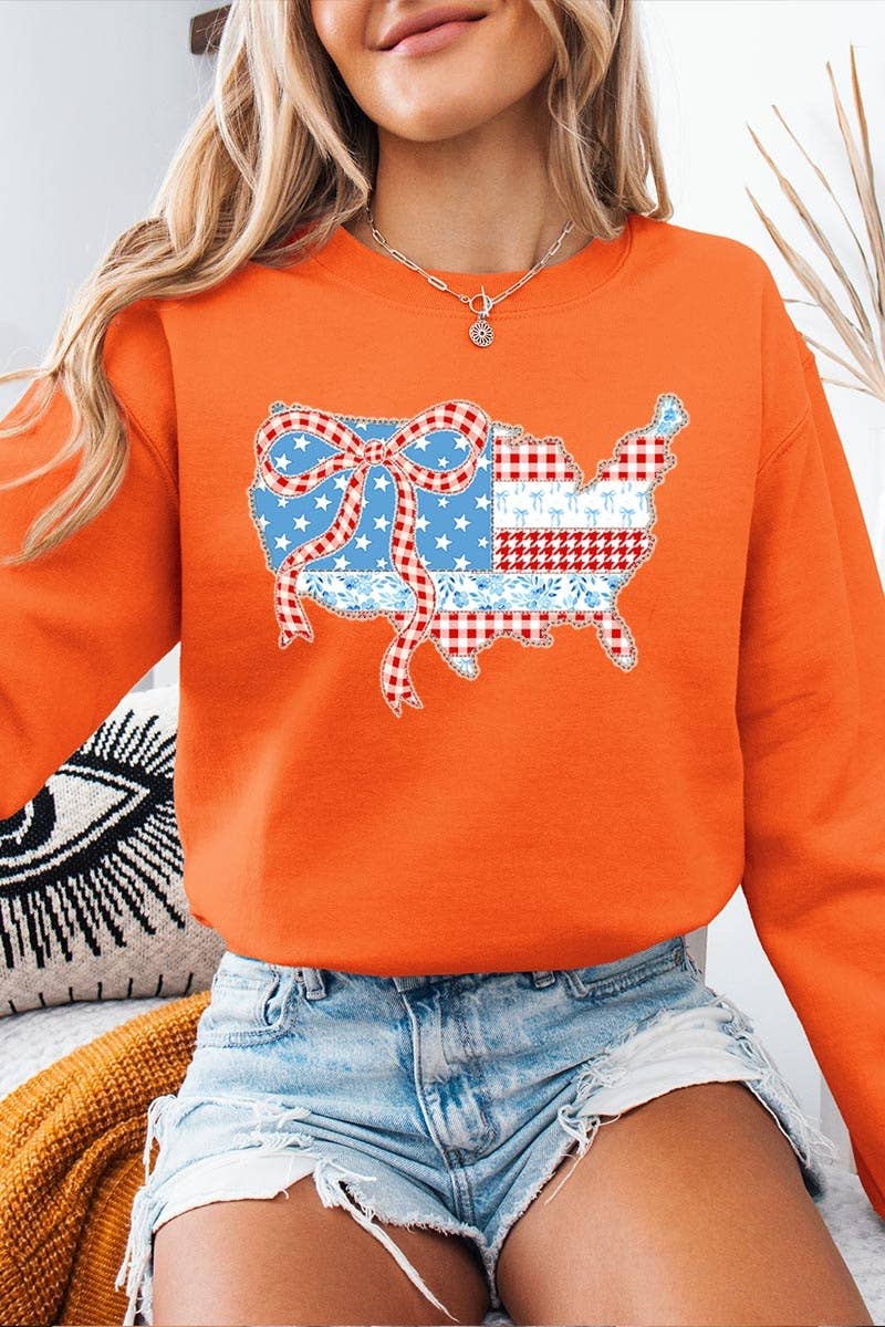 Pink Irene Wholesale - Wholesale Shirt - Women's - USA Map Patchwork Graphic Sweatshirt7