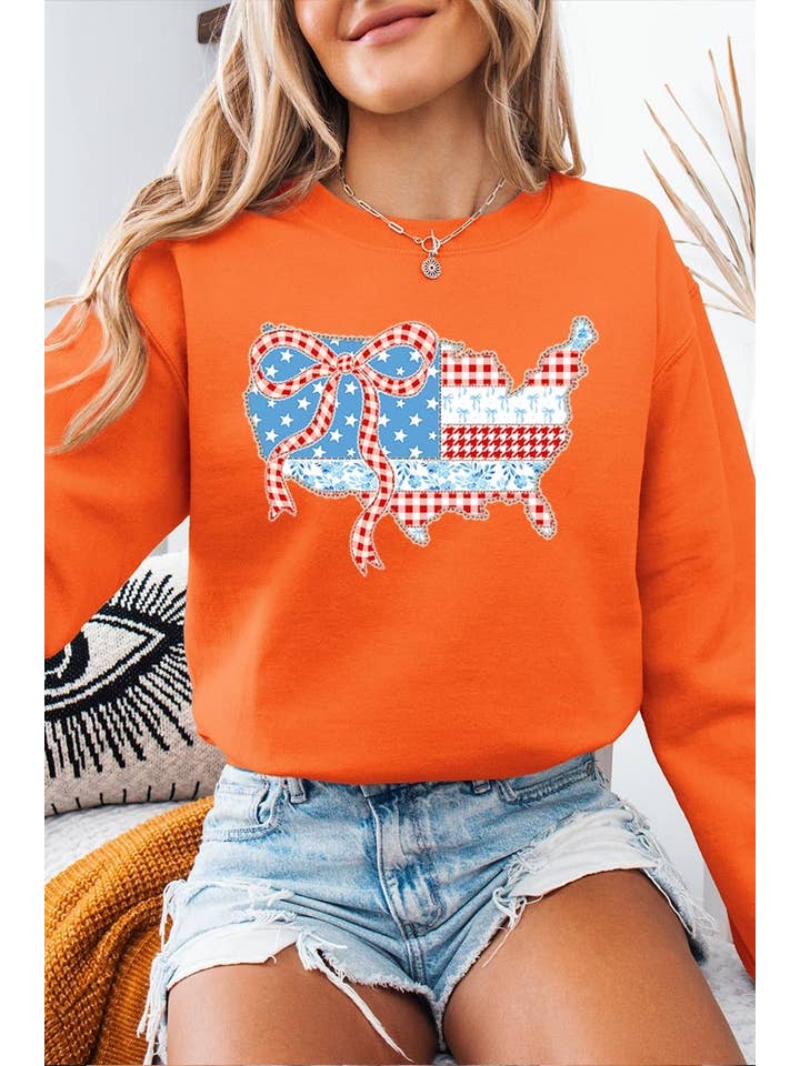 Pink Irene Wholesale - Wholesale Shirt - Women's - USA Map Patchwork Graphic Sweatshirt7