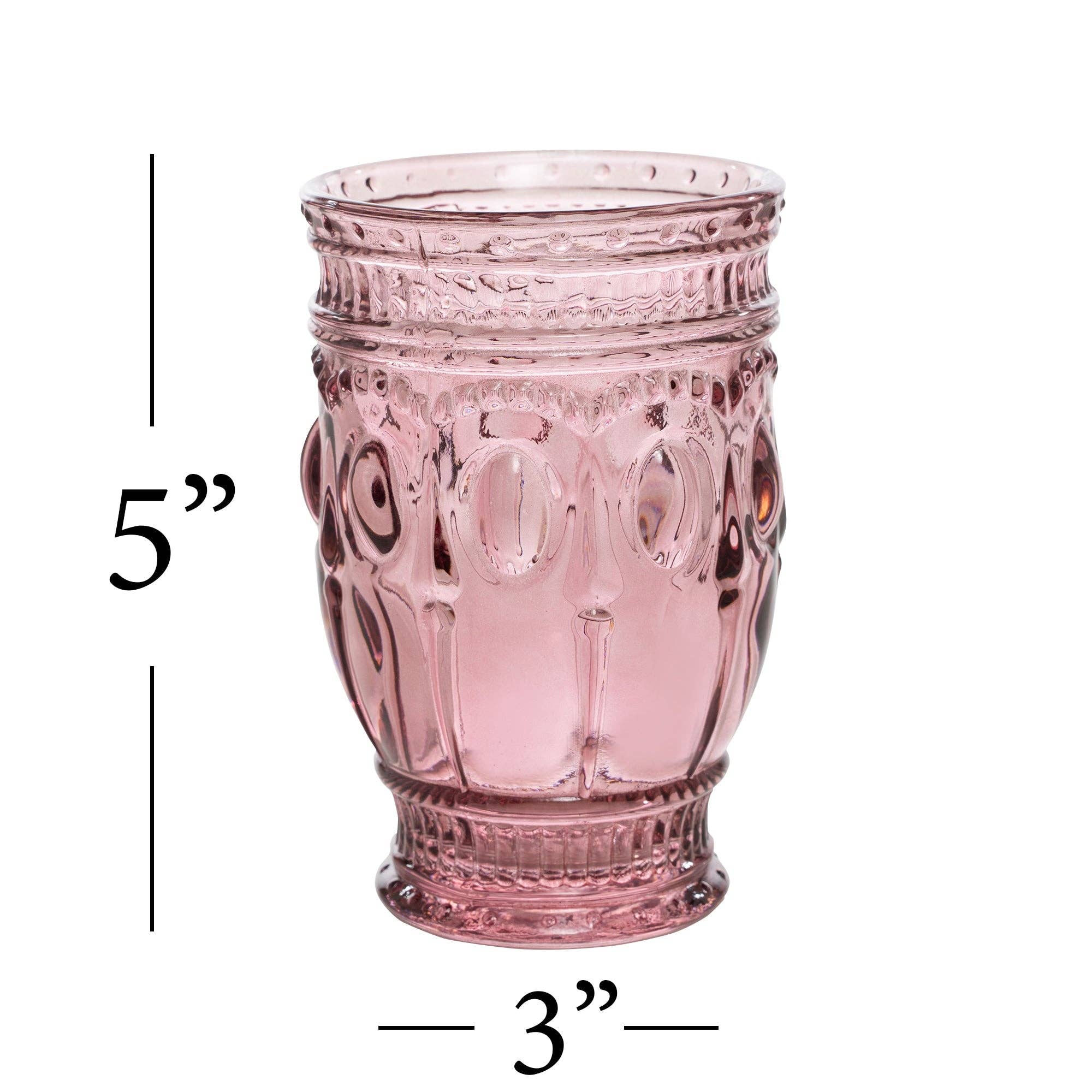 Embossed Glass Cup 5" 10oz 6pc/box - Blush for wholesale on Faire2