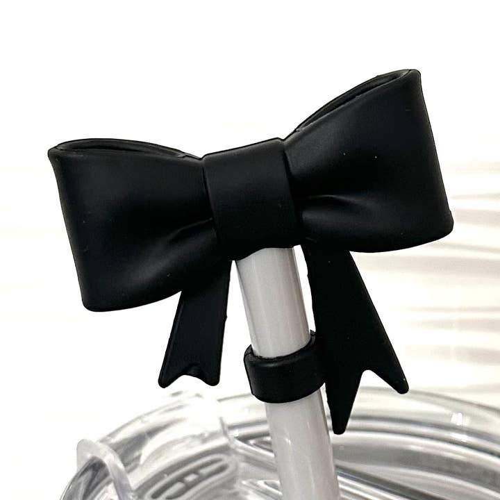 Straw Cover Topper Large Bow Coquette Black 10mm for wholesale by iconic mi