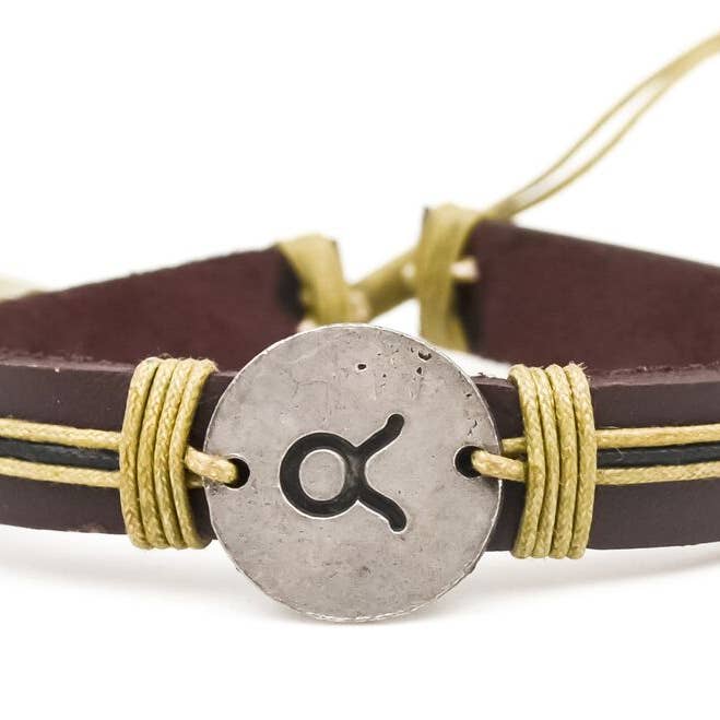 Zodiac Pewter Taurus Glyph Bracelet for wholesale by Anju Jewelry