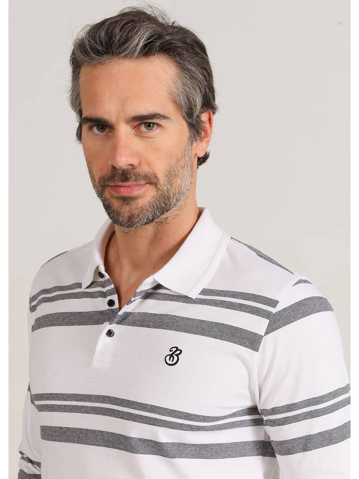 PAUSANT SHOP ONLINE - Vendita all'ingrosso Polo - Uomo - BENDORFF - Polo a righe a maniche lunghe con colletto in jacquard2