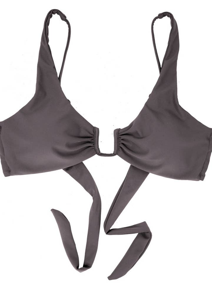 Women's Brown Gray U-Wire Bikini Top (DEVI Truffle) for wholesale by Serei Swim