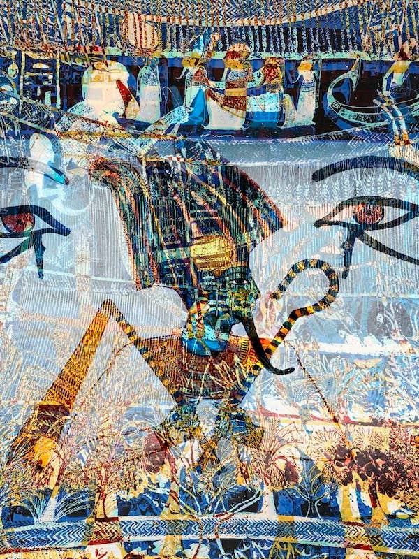 Silk Twill Scarf: “Eye of Horus” 45cmx45cm "Necktie" for wholesale by Bluyonda Silk Scarves