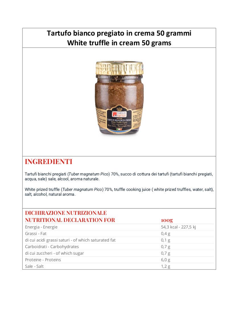 Metina SAS – wholesale Sauce – White truffle cream 50 grams1