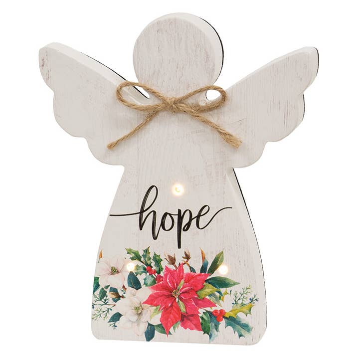 Bright Ideas - Wholesale Christmas Decoration - Wooden Angel Sitter w/ LED Lights 3 Asstd4