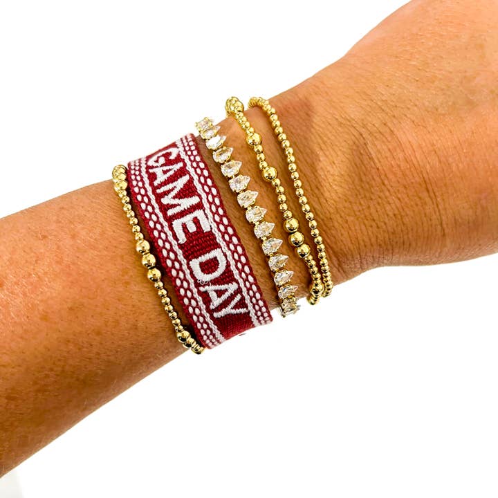 Savvy Bling – wholesale Vävt/flätat armband – Bourgogne Maroon Game Day broderat armband3