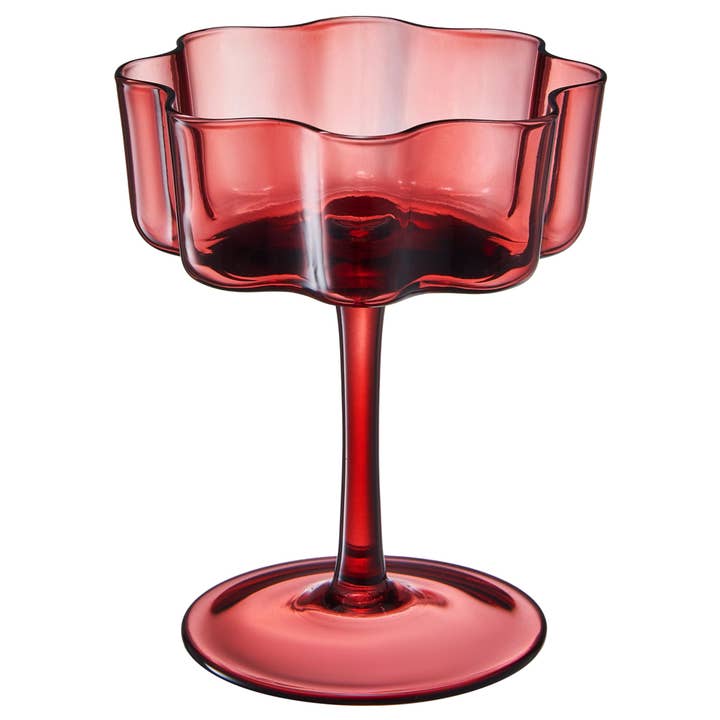 The Wine Savant / Khen Glassware - Wholesale Cocktail/Liquor Glass - Flower Wave Coupe Cocktail Glasses | Set of 6 | Muted Colors8