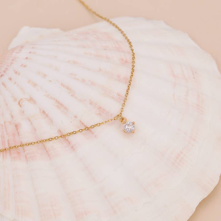 Melange Blanc - Wholesale Pendant/Charm Necklace - N017 solitaire pendant necklace, single diamond necklace4