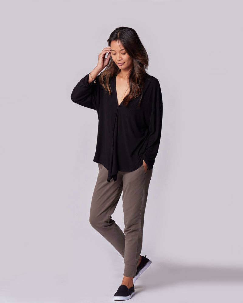 Nursing & Maternity Everywhere Long-Sleeve Wrap Blouse - Black for wholesale on Faire2