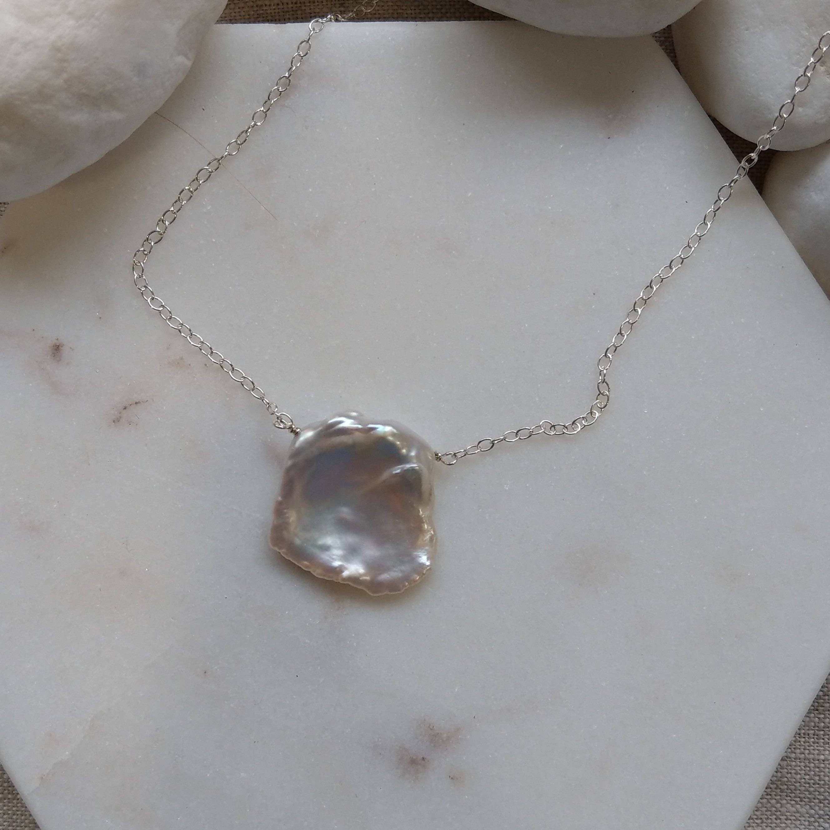 PearlGem Designs - Wholesale Pendant/charm necklace - Keshi Freshwater Pearl 14k Gold filled Gold or Sterling Silver Necklace2