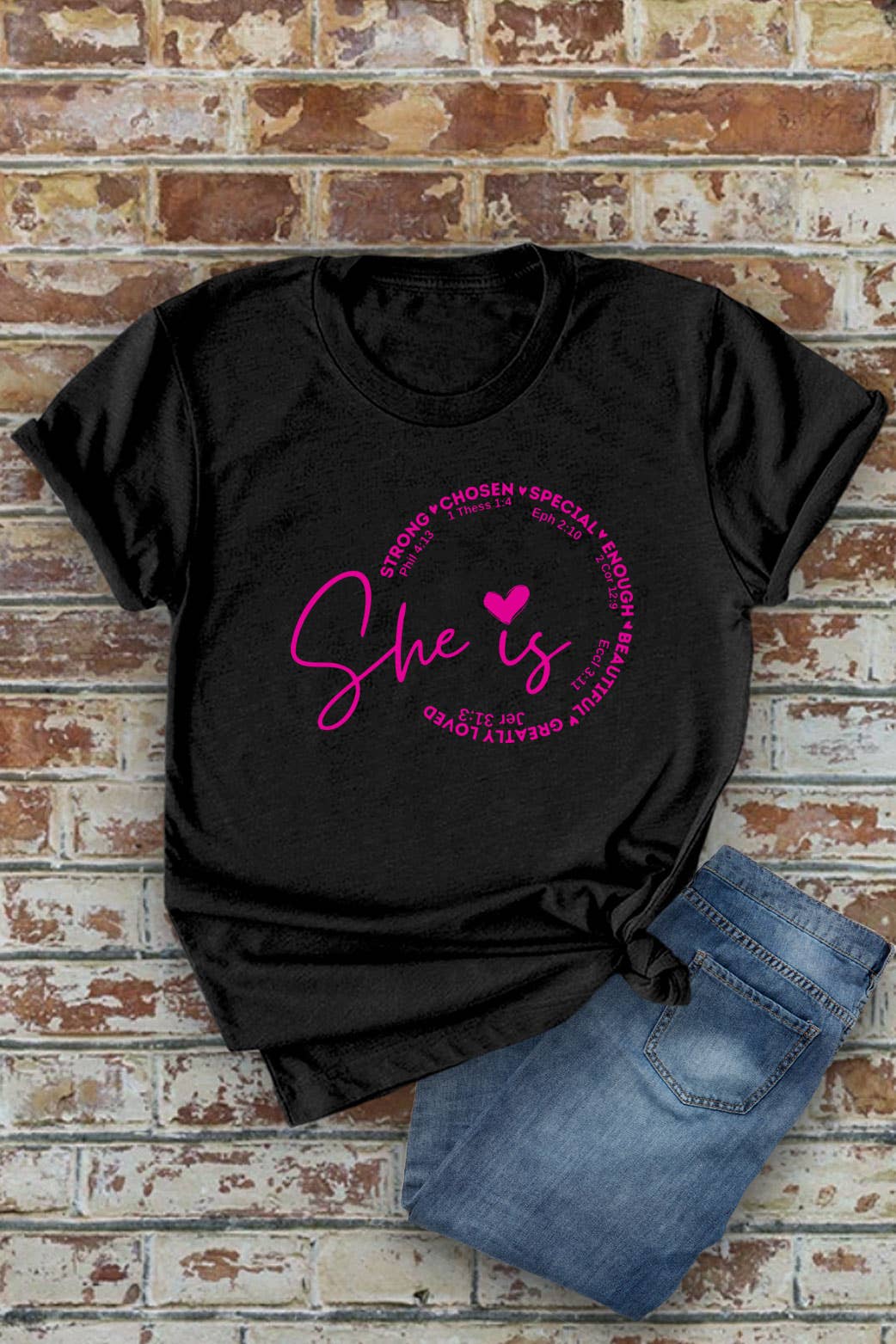 Top Avenue - Wholesale Screen Printed T-Shirt - Women's - She Is Strong Chosen Special, Unisex Round Neck T-Shirt3