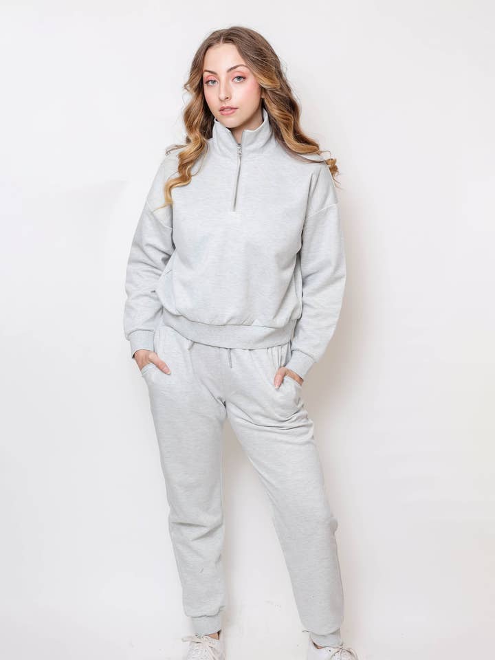 Women's Quarter-Zip Pullover & Jogger Set for wholesale by Amorica NYC