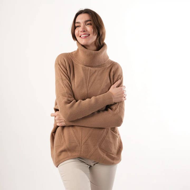 Cable Knit Camel Jumper for wholesale by Welligogs