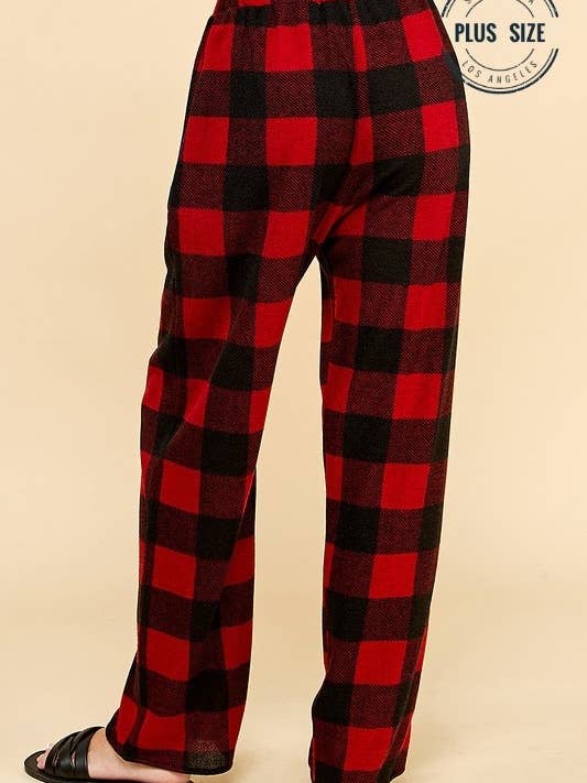 Black Red SPP8043P - PLUS COMFY DRAWSTRING PLAID LOUNGE COMFY PANTS for wholesale on Faire5