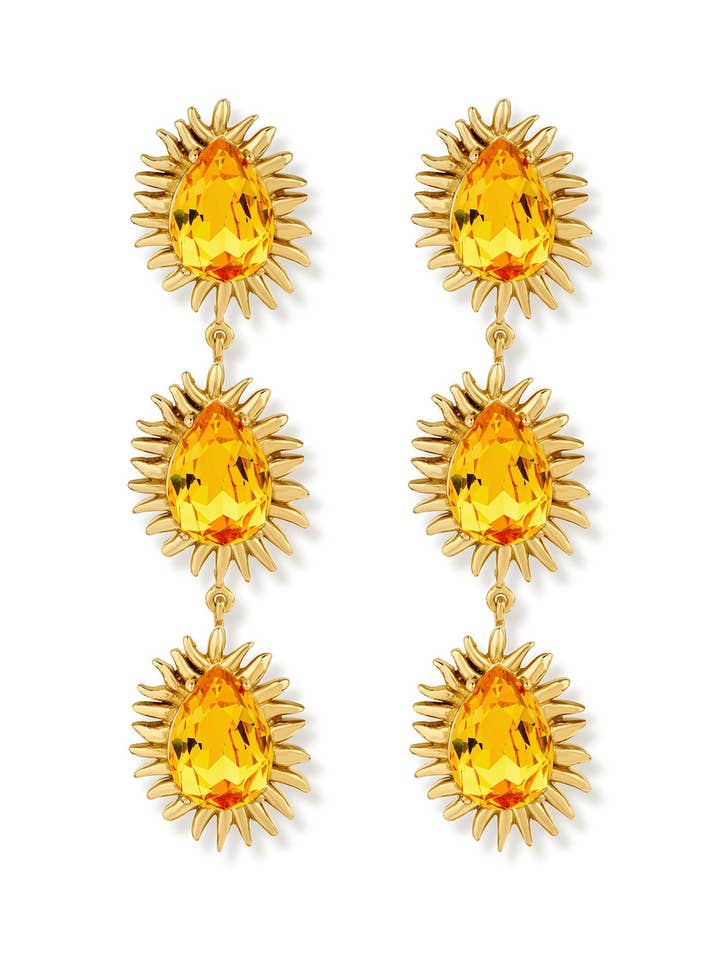 Ninon Sun Sarı Güneş Trio Küpe for wholesale by Ninon