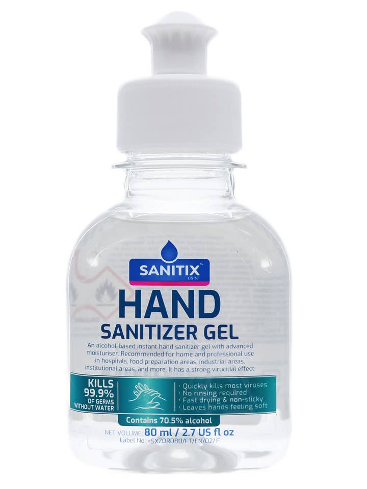 Hand Sanitizer Gel 80 ml / 2.7 US fl oz for wholesale by Sanitix Care