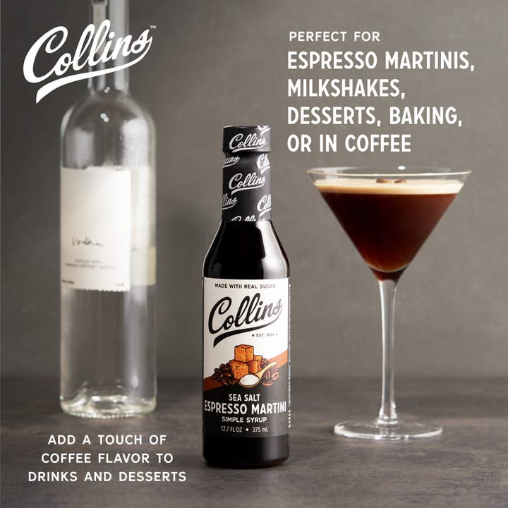 Collins - Wholesale Cocktail Mix/Syrup - Real Sugar Sea Salt Espresso Martini Simple Syrup 12.7 oz1