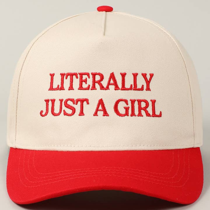 Fashion City - Wholesale Baseball Cap - Unisex - Literally Just A Girl Embroidery Two Tone Trucker Hat