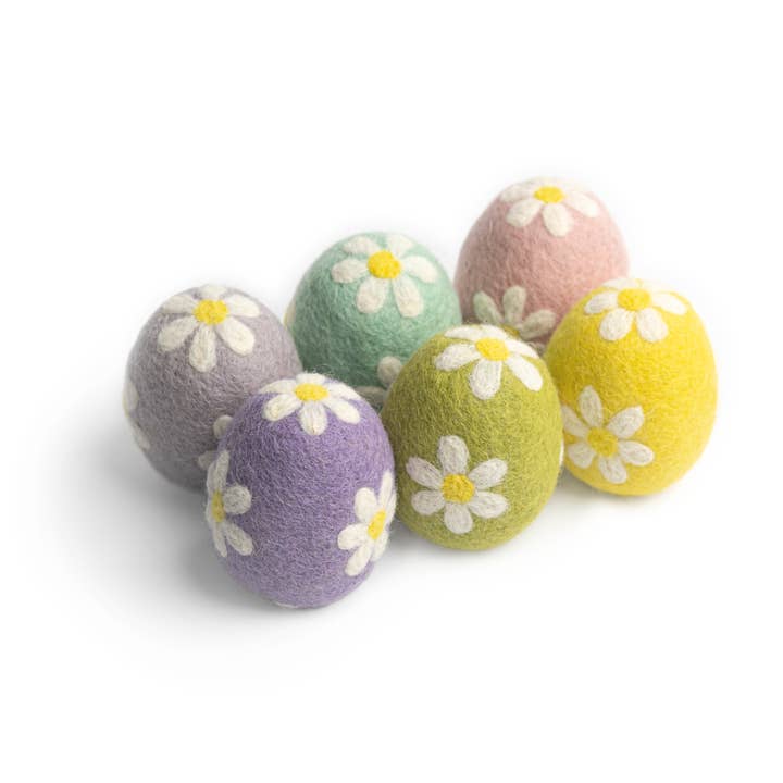 Global Goods Partners - Wholesale Classic Toy - Kids - Felt Floral Easter Egg - Set of 6