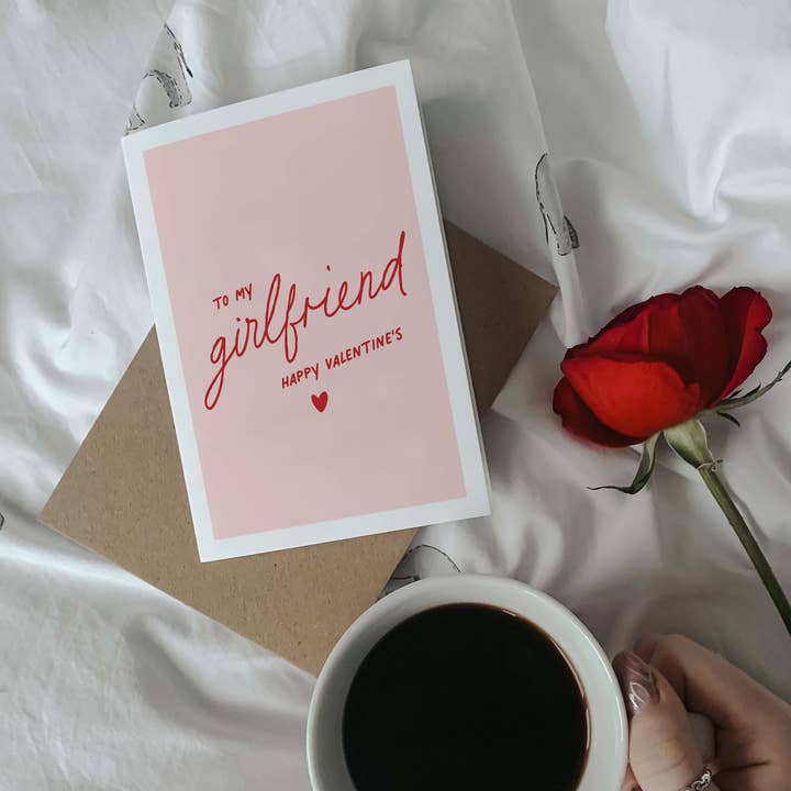 ‘To My Girlfriend’ Valentines Card – Typography Design for wholesale by Deckle Edge