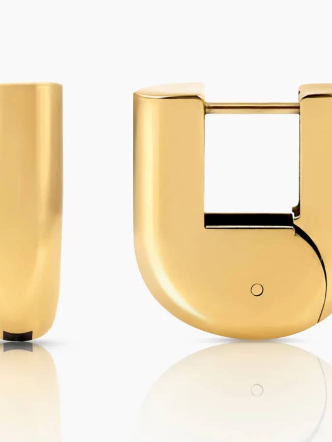 Metro Hinge Huggie Hoop Earrings- Waterproof for wholesale by HoopLa