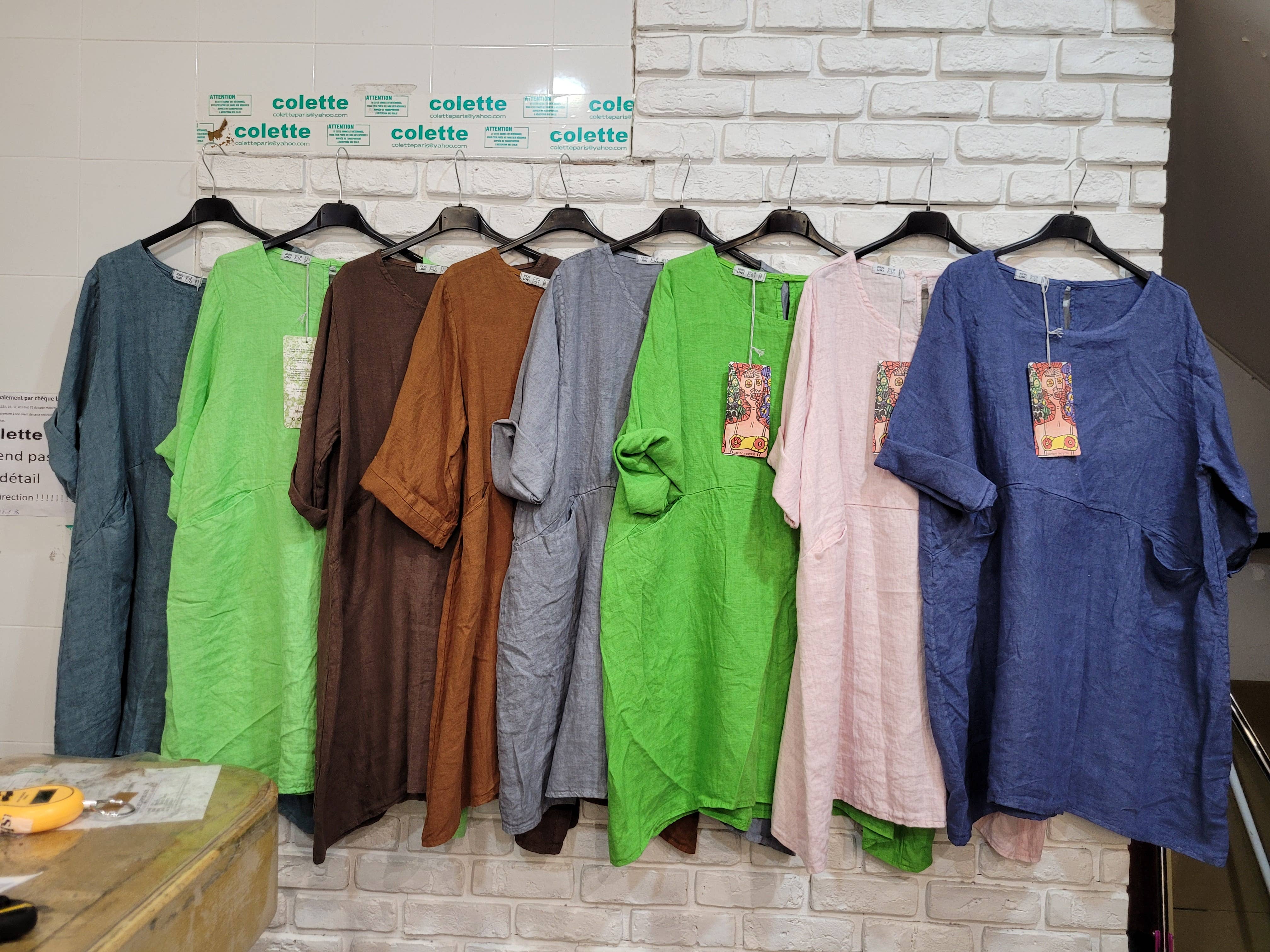 la maison des fibres naturelles – Engroshandel Kjole - Dame – Kort hørkjole med rund hals i 100 % hør 671923