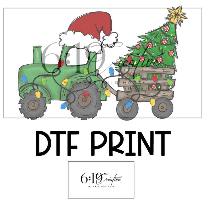 Christmas Tractor DTF Print for wholesale by 6:19 Creative