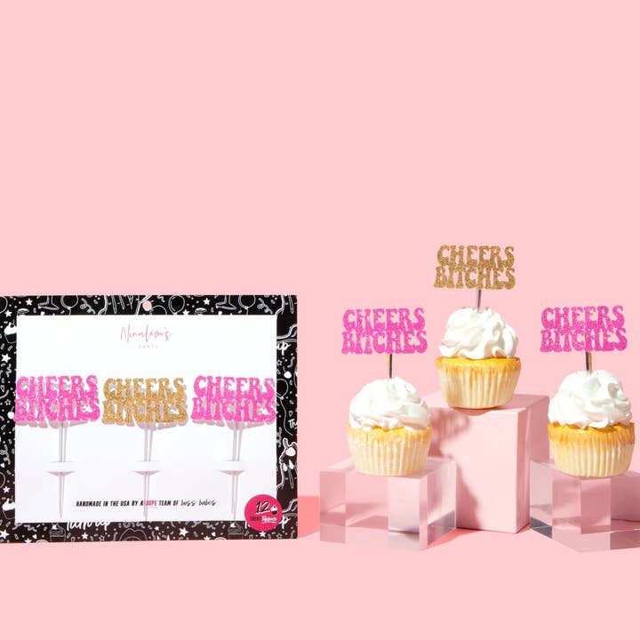 Cheers Bitches Cupcake Toppers - Versiering voor verjaardagsfeestjes voor wholesale door Ninalem's Party