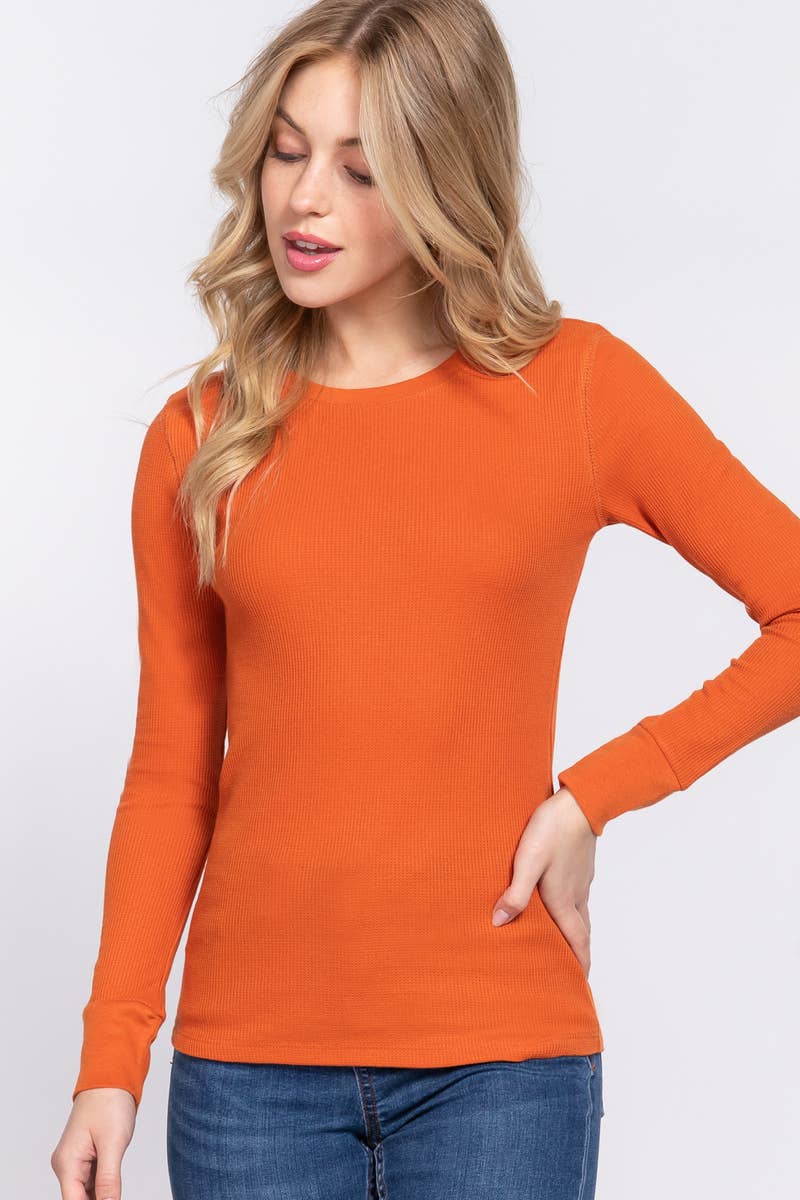 42POPS - Vente Haut en maille – femme - TOP EN MAILLE THERMIQUE À MANCHES LONGUES ET COL ROND AJUSTÉ14