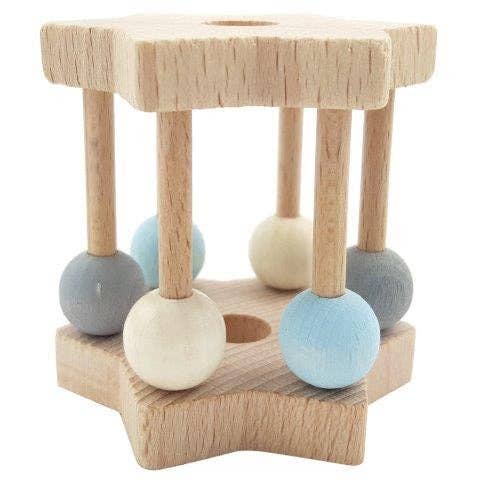 Hess-Spielzeug Rattle Star Natural Blue for wholesale by Axis Toys & Gifts