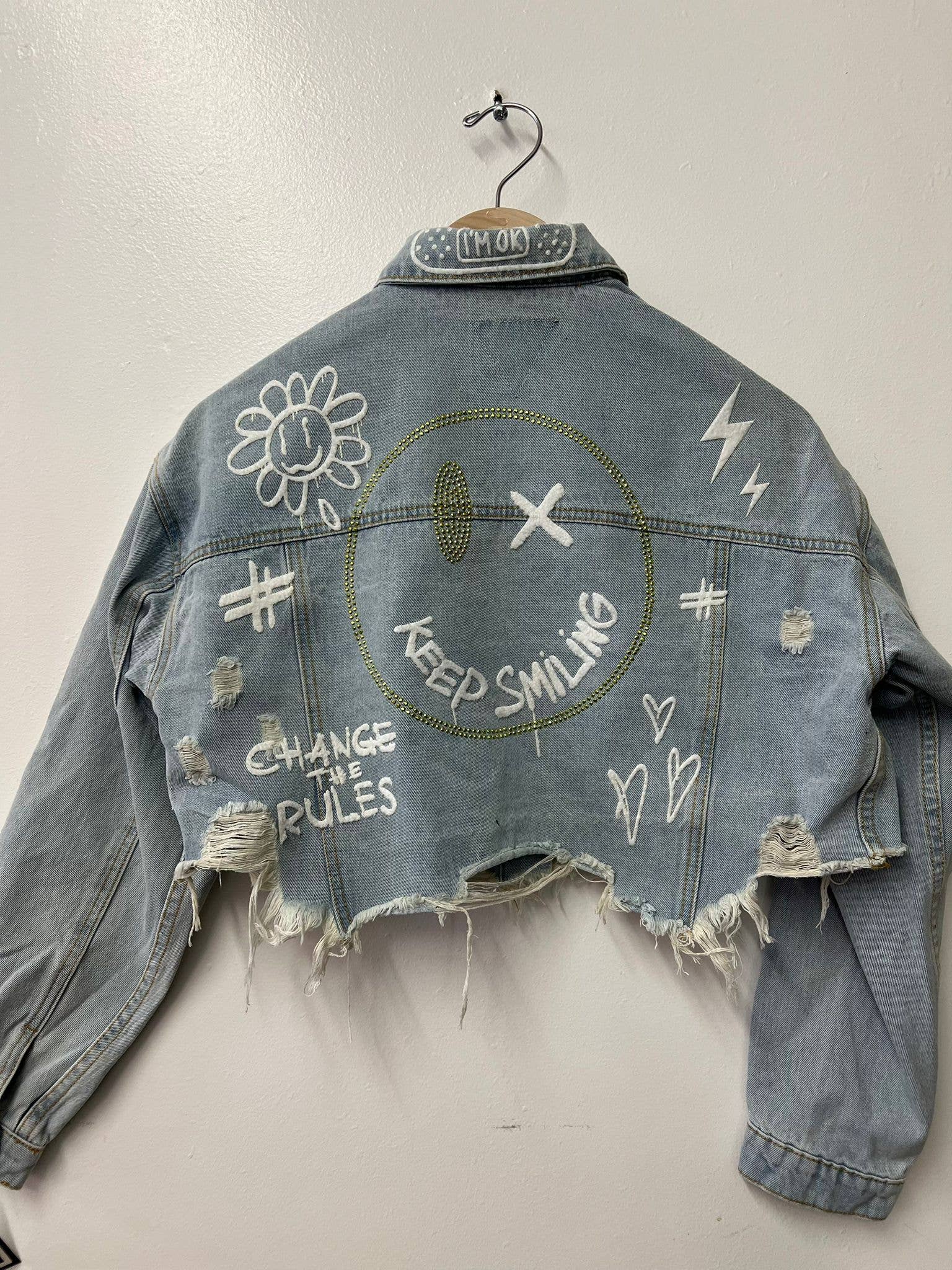 Trio Urban - Vente Veste en jean – femme - Veste en jean à strass Keep Smiling13