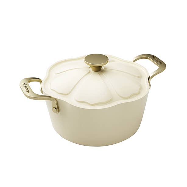 Menastyl - Wholesale Cooking Pot - Dahlia Dutch oven 24cm in recycled beige aluminum with lid0
