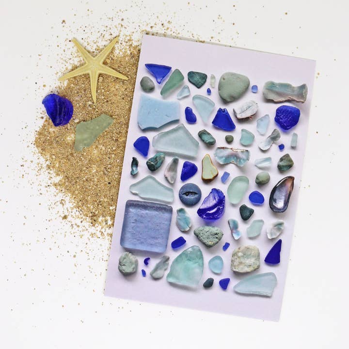 Blue Beach Treasures Postcard for wholesale by The Salty Life Co.