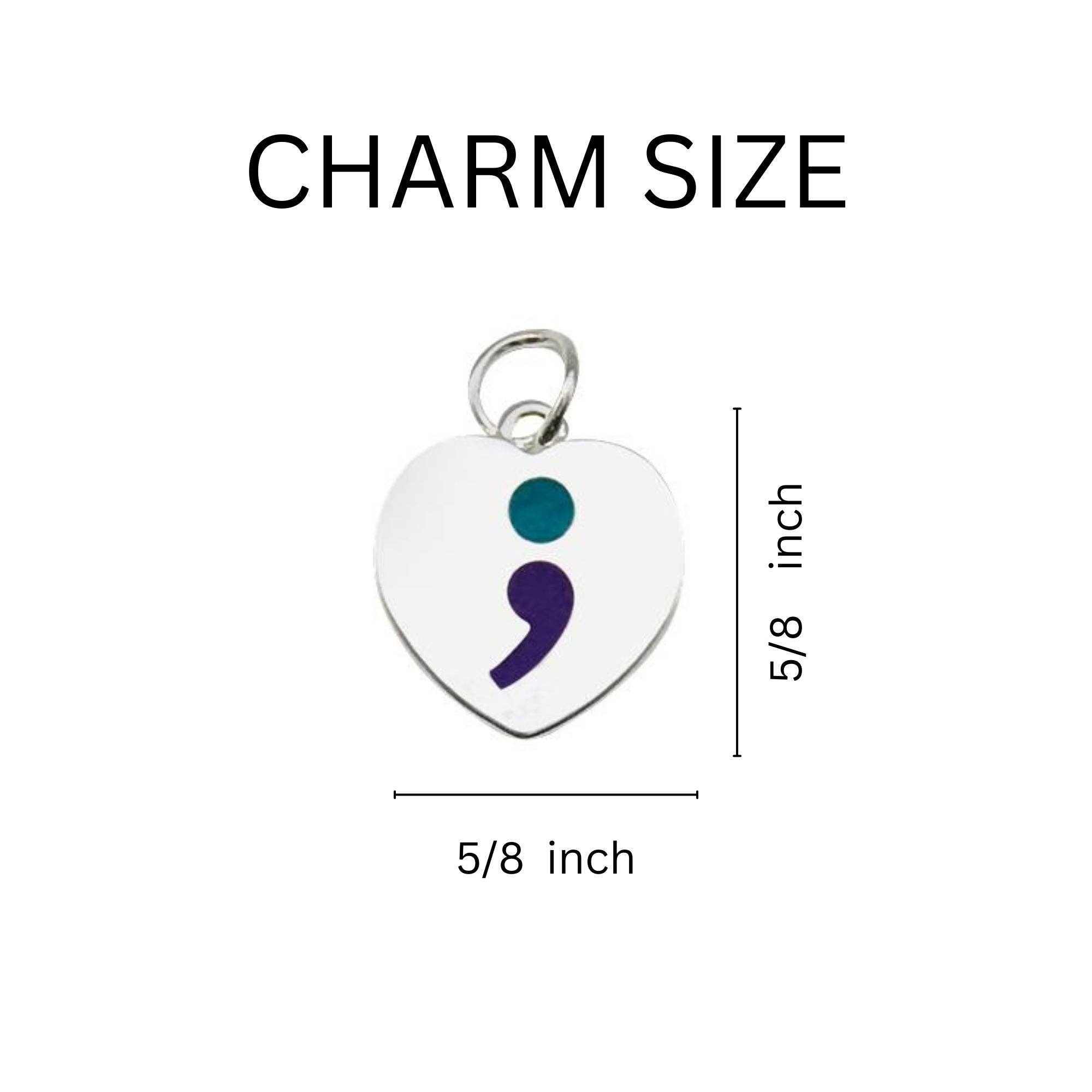 The Awareness Company - Wholesale Charm/Dangle Bracelet - Semi Colon Suicide Teal & Purple Ribbon Rope Style Bracelets1