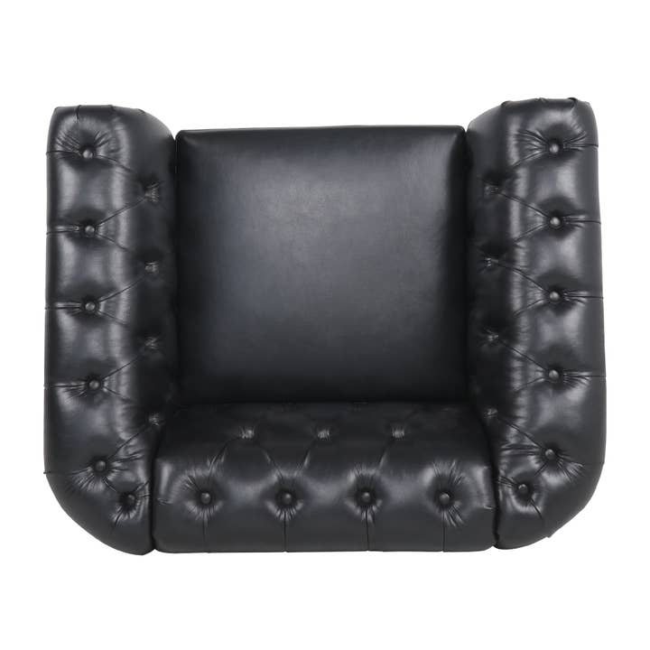 39F Inc. - Wholesale Chair - 84.65''BLACK PU Rolled Arm Chesterfield 3 Seater Sofa,6Color37