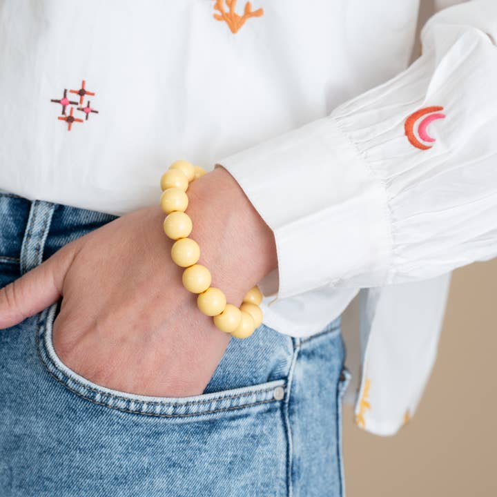 Bold Beads Bracelet | Vanilla for wholesale by vanMauZ