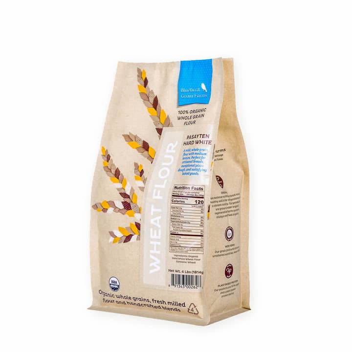 Organic Hard White Wheat Flour - 4 lb for wholesale by Bluebird Grain Farms