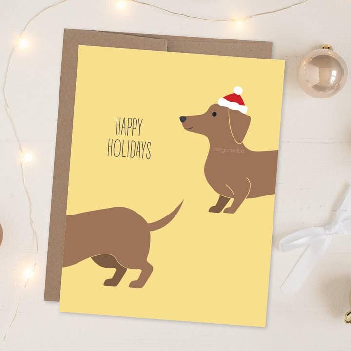 Holiday Dahschund Christmas Card for Lovers for wholesale by corgicardco