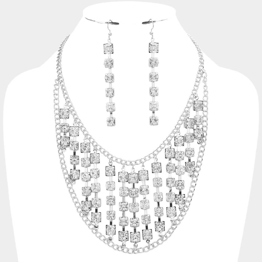 Sensibling Corp. - Wholesale Bib Necklace - Round Stone Cluster Bib Necklace2