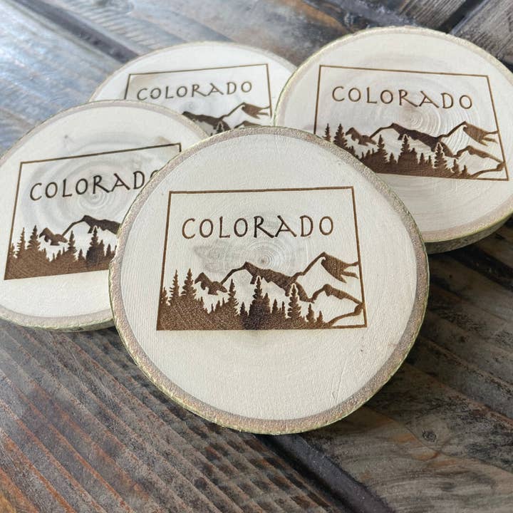 Parks Art Collection - Wholesale Coasters - Colorado Coaster, State Shape on Local Aspen Wood9