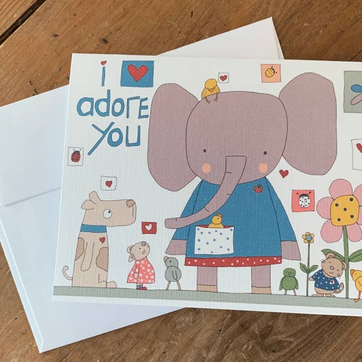 Carte de vœux « Je t'adore » pour la vente par Elle Bee Art Studio