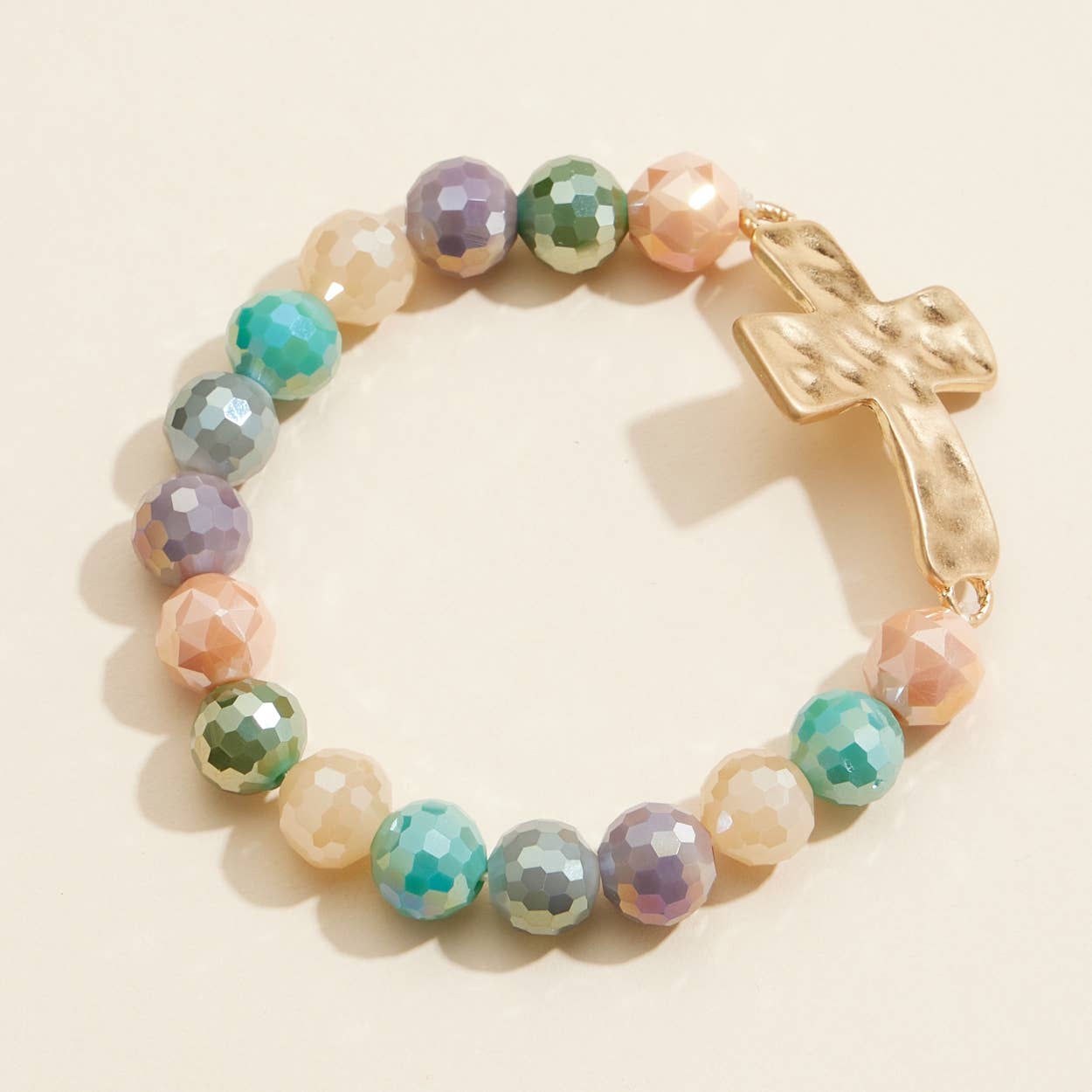 Lilla Haven - Wholesale Beaded Bracelet - Cross Charm Glass Beaded Stretch Bracelet14