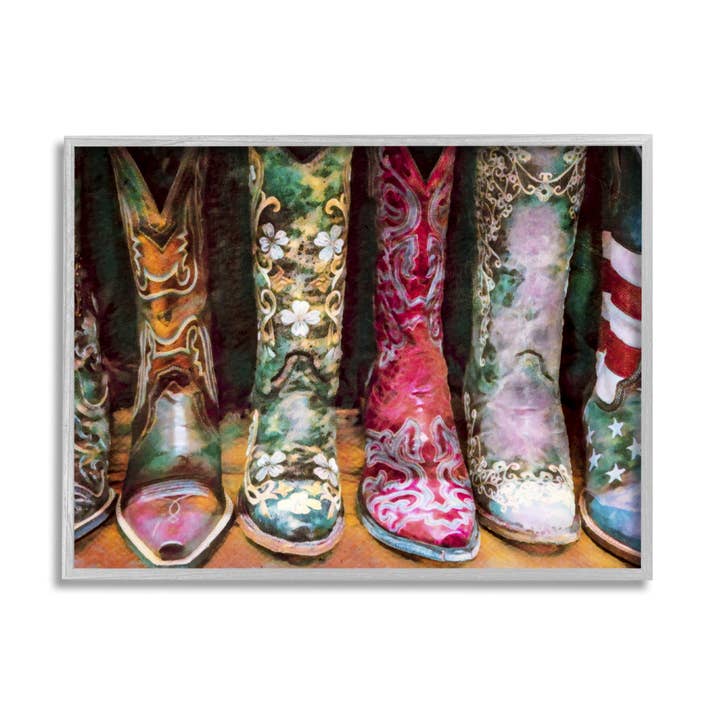 Stupell Industries - Wholesale Art Print - Women's Cowboy Boot Fashion Framed1